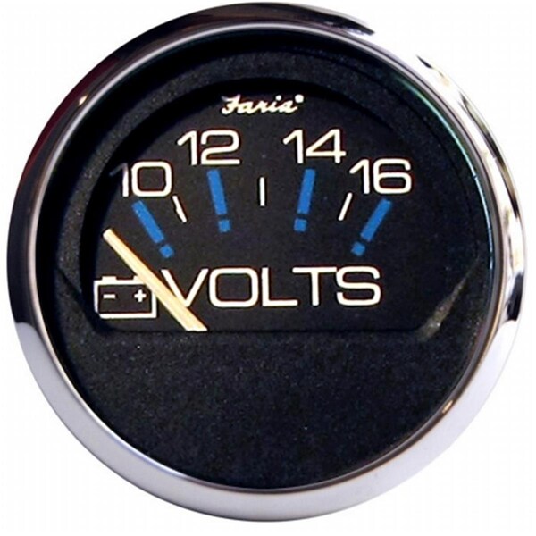 Perfectpitch 2 in. Chesapeake Black Stainless Steel Voltmeter - PE3448683