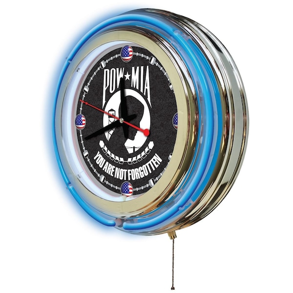 Holland Bar Stool Co POW/MIA Double Neon Ring, 15" dia. Logo Clock - CLK15POWMIA