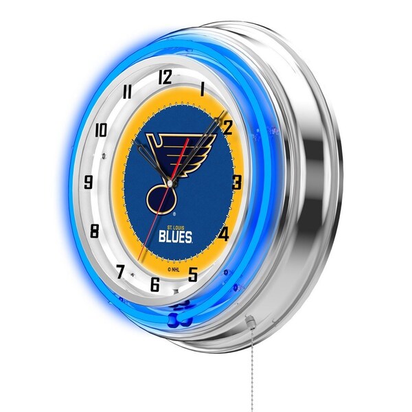 Holland Bar Stool Co St Louis Blues Double Neon 19" Clock, NHL - CLK19STLBLU