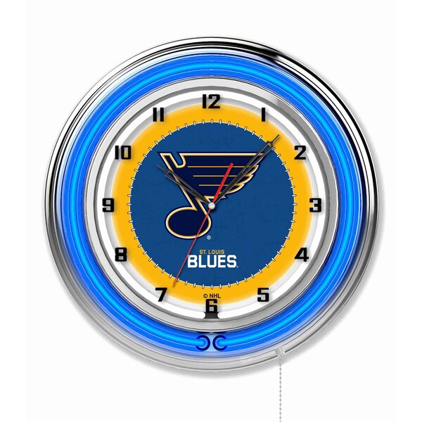 Holland Bar Stool Co St Louis Blues Double Neon 19" Clock, NHL - CLK19STLBLU