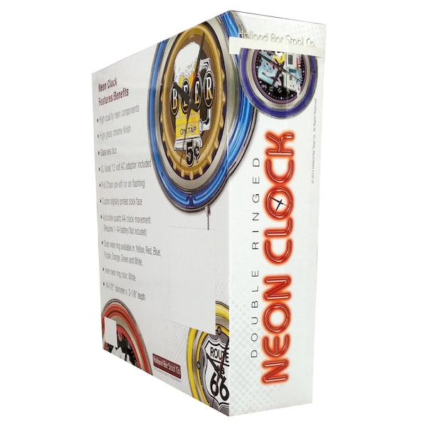 Holland Bar Stool Co Beer 5 Cents Double Neon Ring, 19" dia. Logo Clock - CLK19BEER5C