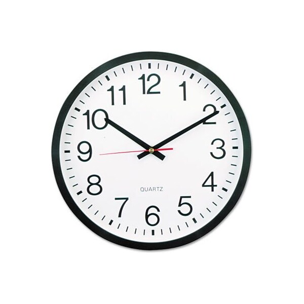 Universal Flow Monitors Universal Classic Round Wall Clock, 12.63" Overall Diameter, Black Case, 1 AA - UNV10431***