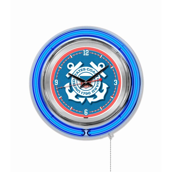 Holland Bar Stool Co United States Coast Guard Double Neon 15" Clock - CLK15CSTGRD