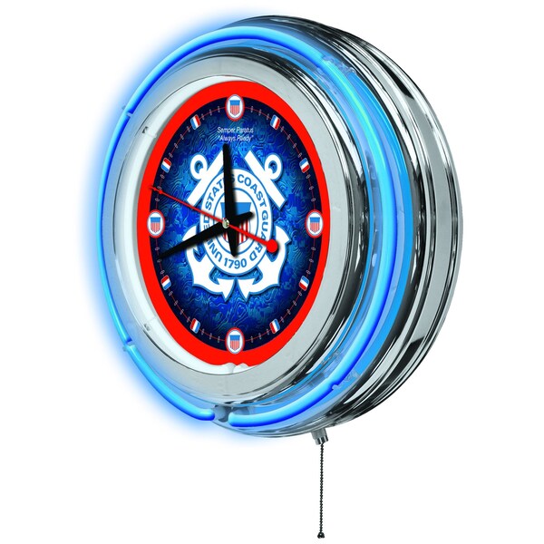 Holland Bar Stool Co United States Coast Guard Double Neon 15" Clock - CLK15CSTGRD