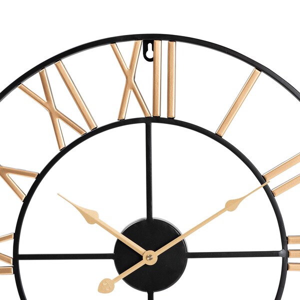 Baxton Studio Auden Modern Industrial Two-Tone Black and Gold Metal Wall Clock - 245-13919-ZORO
