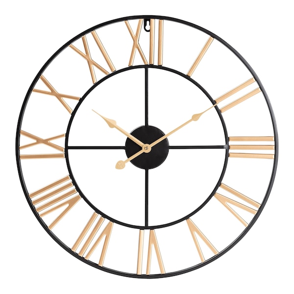 Baxton Studio Auden Modern Industrial Two-Tone Black and Gold Metal Wall Clock - 245-13919-ZORO