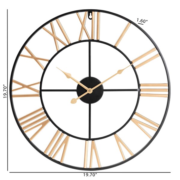 Baxton Studio Auden Modern Industrial Two-Tone Black and Gold Metal Wall Clock - 245-13919-ZORO