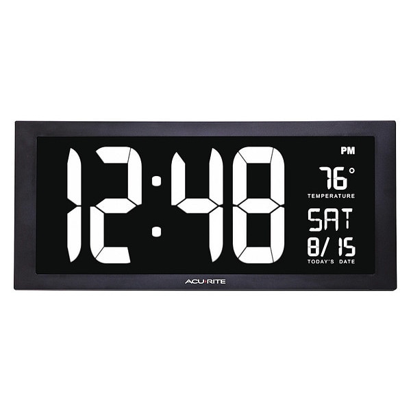 Zoro Select Jumbo Digit Calendar Clock W/ Indoor Temperature, 18", Silver - 76102M
