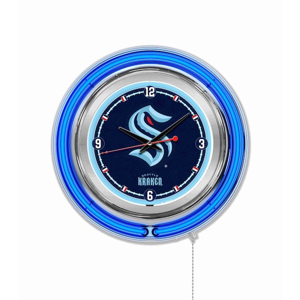 Holland Bar Stool Co Officially Licensed Seattle Kraken Double Neon 15" Clock - CLK15SEAKRK