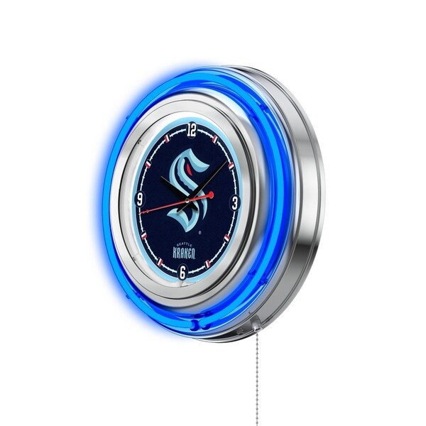 Holland Bar Stool Co Officially Licensed Seattle Kraken Double Neon 15" Clock - CLK15SEAKRK