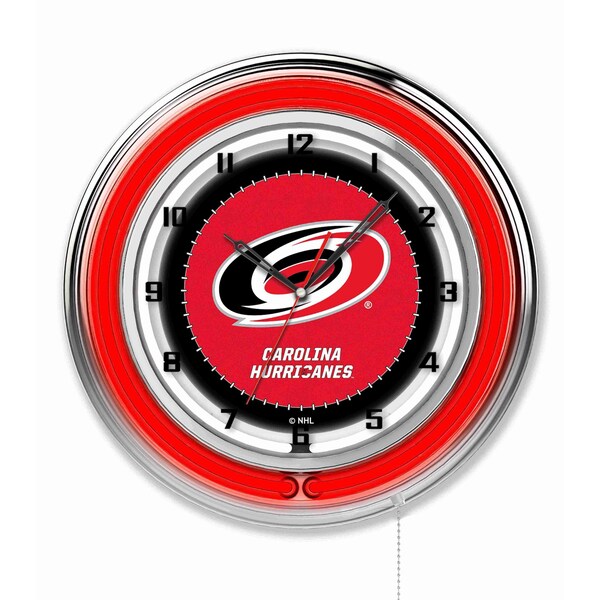 Holland Bar Stool Co Carolina Hurricanes Double Neon 19" Clock, NHL - CLK19CARHUR