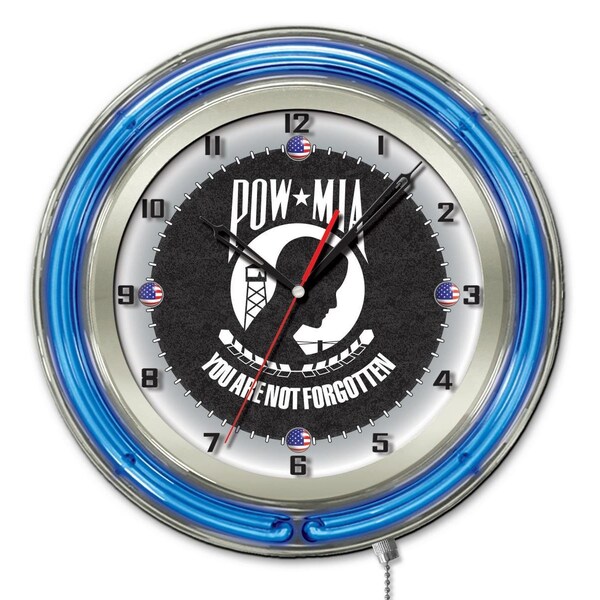 Holland Bar Stool Co POW/MIA Double Neon Ring, 19" dia. Logo Clock - CLK19POWMIA
