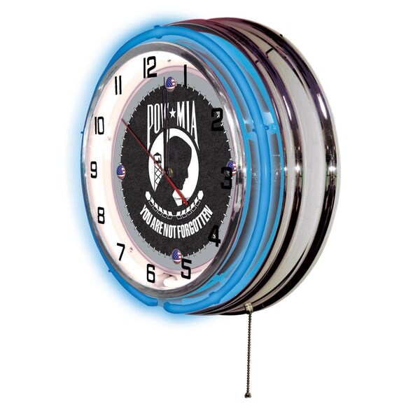 Holland Bar Stool Co POW/MIA Double Neon Ring, 19" dia. Logo Clock - CLK19POWMIA
