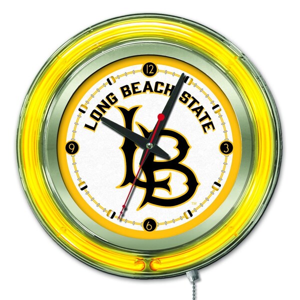 Holland Bar Stool Co Long Beach State University Double Neon 15" Clock - CLK15LBSTUN