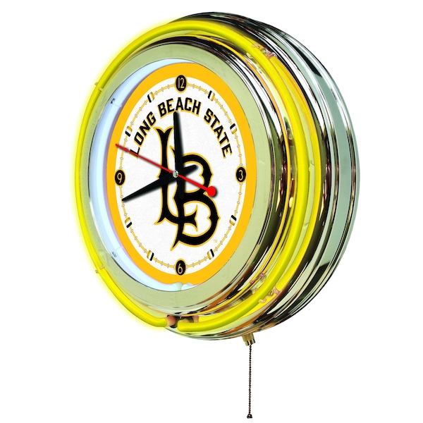 Holland Bar Stool Co Long Beach State University Double Neon 15" Clock - CLK15LBSTUN