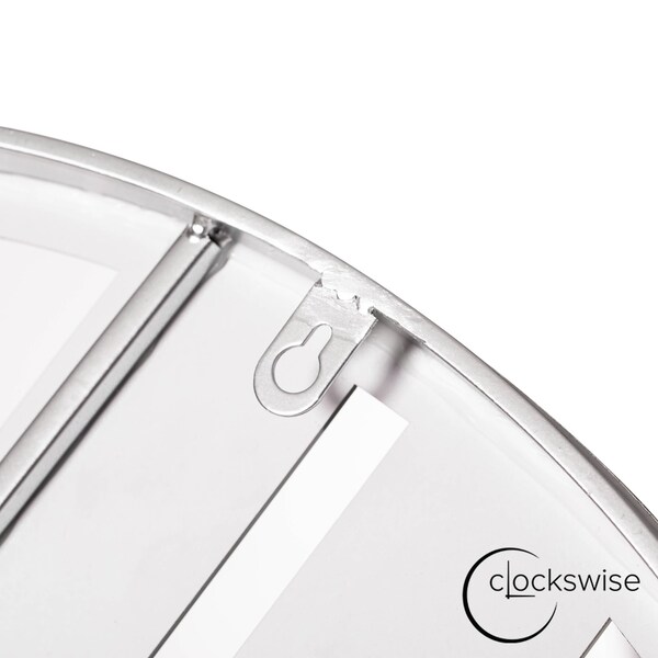 Clockswise Modern Round Big Wall Clock with Mirror Face, Decorative Silver Metal 22.75-in. Oversize Timepiece - QI004635