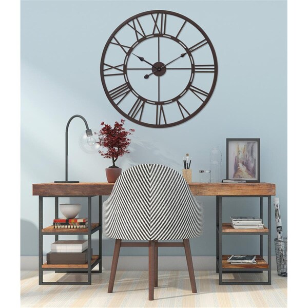 Utopia Alley 27 in. Oversized Roman Round Wall Clock, Oil Rubbled Bronze - CL63RB