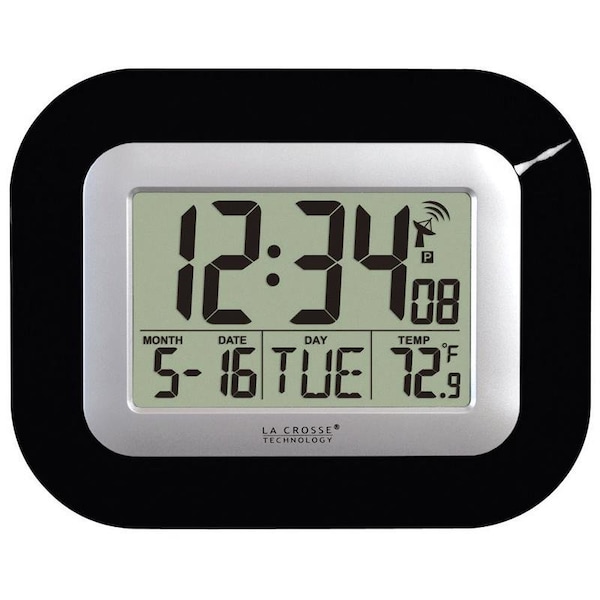 La Crosse Technology La Crosse Technology 8.95 in. L X 1.2 in. W Indoor Contemporary Digital Atomic Wall Clock Plastic Bl - WT-8005U-B