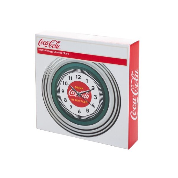Trademark Gameroom Coca-Cola Clock w/Chrome Finish - 1930s Style - 11.75 inches - COKE-1300-30S