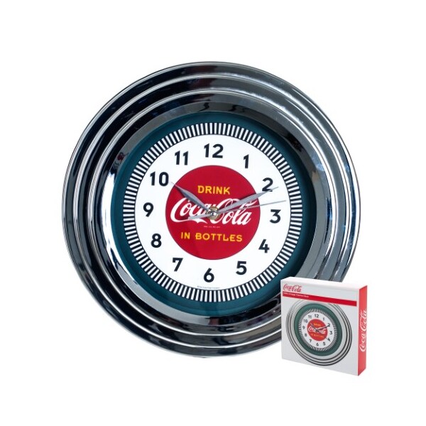 Trademark Gameroom Coca-Cola Clock w/Chrome Finish - 1930s Style - 11.75 inches - COKE-1300-30S