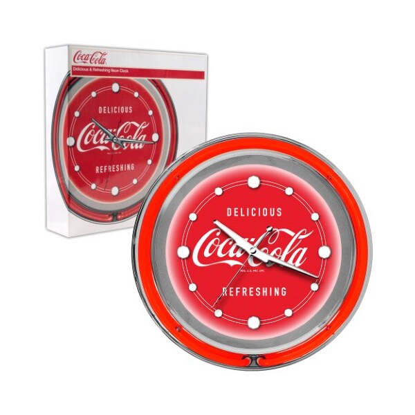 Trademark Gameroom Coca Cola Neon Clock - Delicious Refreshing - Two Neon Rings - COKE-1400-V3
