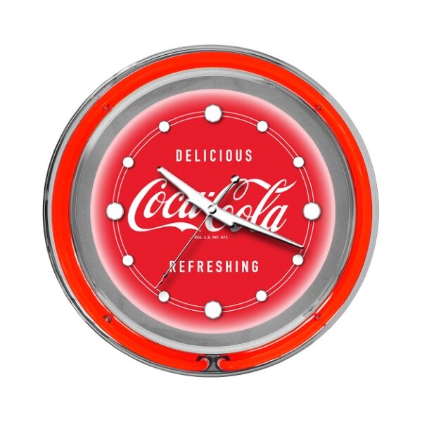 Trademark Gameroom Coca Cola Neon Clock - Delicious Refreshing - Two Neon Rings - COKE-1400-V3