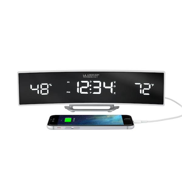 La Crosse Technology Wht Curved Alarm, Mirror Lens/Wht LED - 602-247