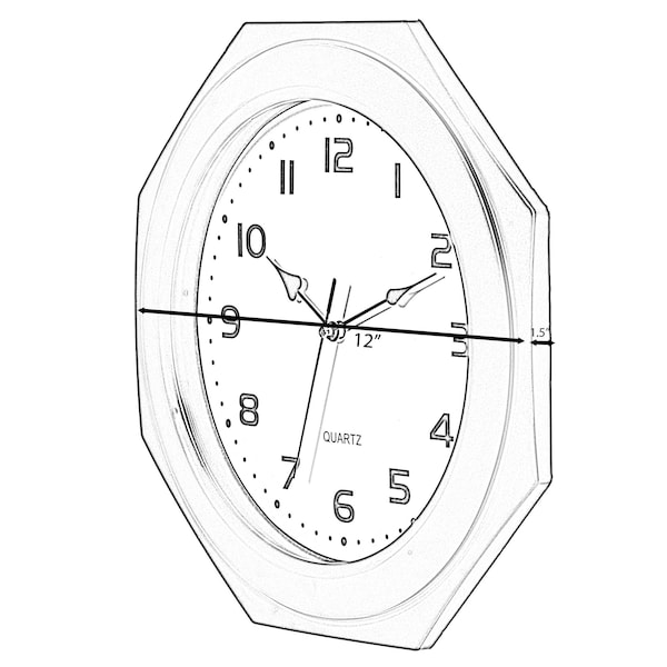 Clockswise Brown Modern Octagon Shaped Wood- Looking Plastic Wall Clock for Living, Kitchen, or Dining - QI004143