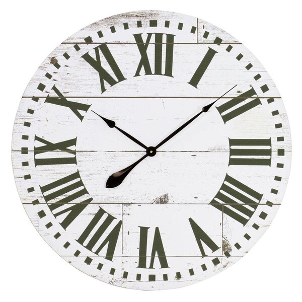 Tempopace Lisette French Country Wall Clock with Shiplap Face - TE2522628