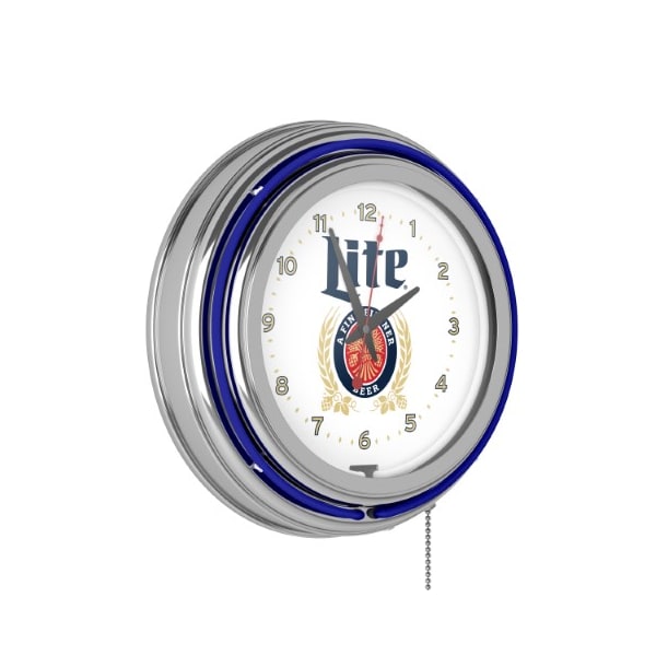 Trademark Gameroom Miller Lite Chrome Double Rung Neon Clock - Retro Design - ML1400-R