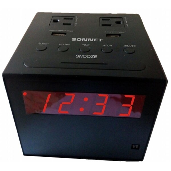 Sonnet Power Station Clock Radio with 2 USB & 2 110 Volt Plugs - SO460591