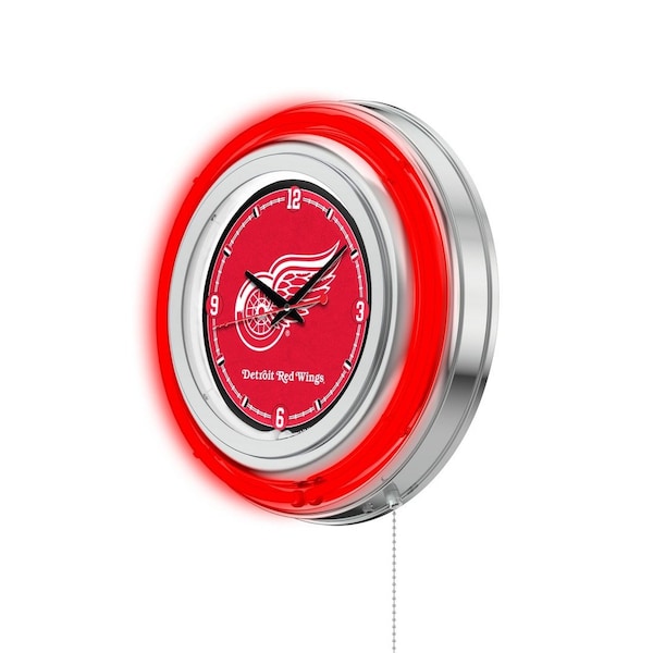Holland Bar Stool Co Detroit Red Wings Double Neon 15" Clock, NHL - CLK15DETRED