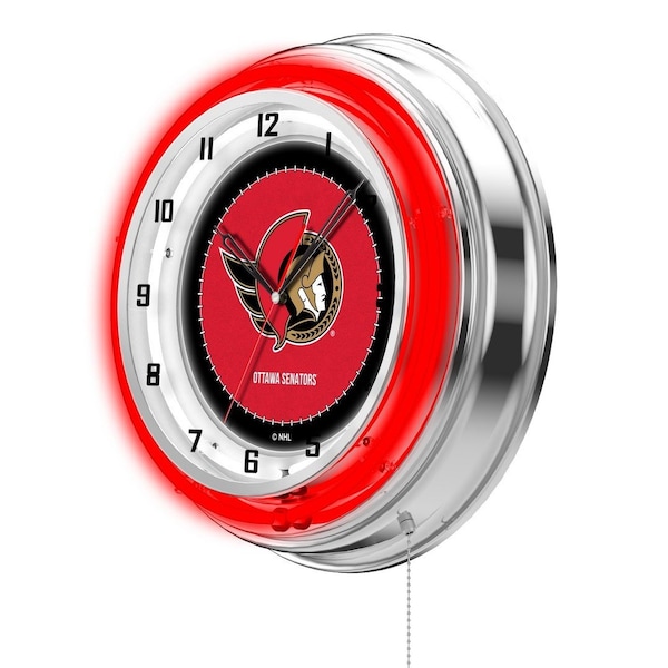 Holland Bar Stool Co Ottawa Senators Double Neon 19" Clock, NHL - CLK19OTTSEN