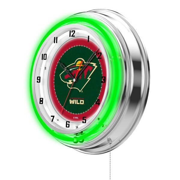 Holland Bar Stool Co Minnesota Wild Double Neon 19" Clock, NHL - CLK19MINWLD