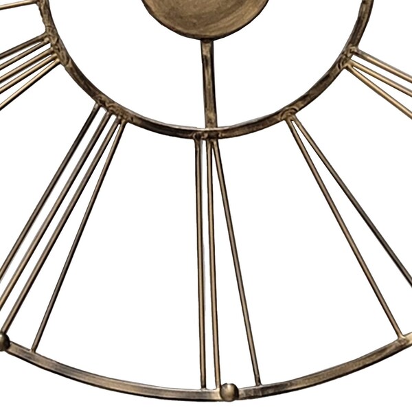 Quickway Imports Decorative Antique Roman Numerical Gold Metal Wall Clock for Dining, Living Room, or Kitchen - QI004252