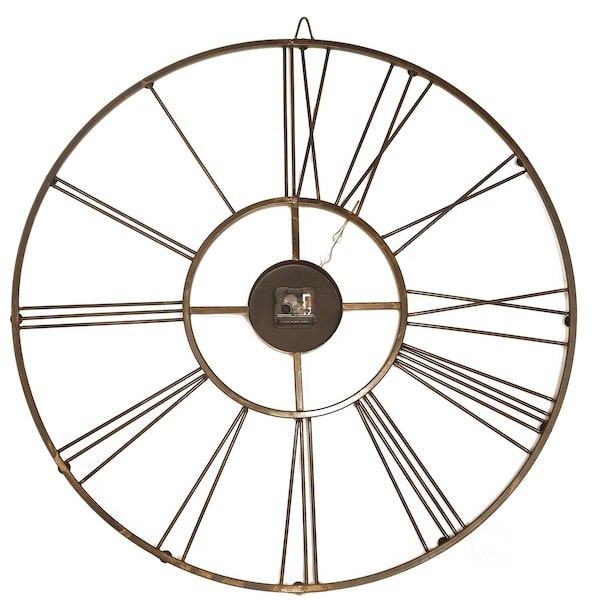 Quickway Imports Decorative Antique Roman Numerical Gold Metal Wall Clock for Dining, Living Room, or Kitchen - QI004252