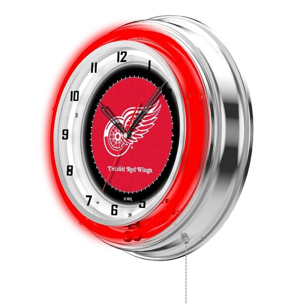 Holland Bar Stool Co Detroit Red Wings Double Neon 19" Clock, NHL - CLK19DETRED