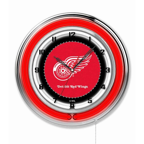 Holland Bar Stool Co Detroit Red Wings Double Neon 19" Clock, NHL - CLK19DETRED