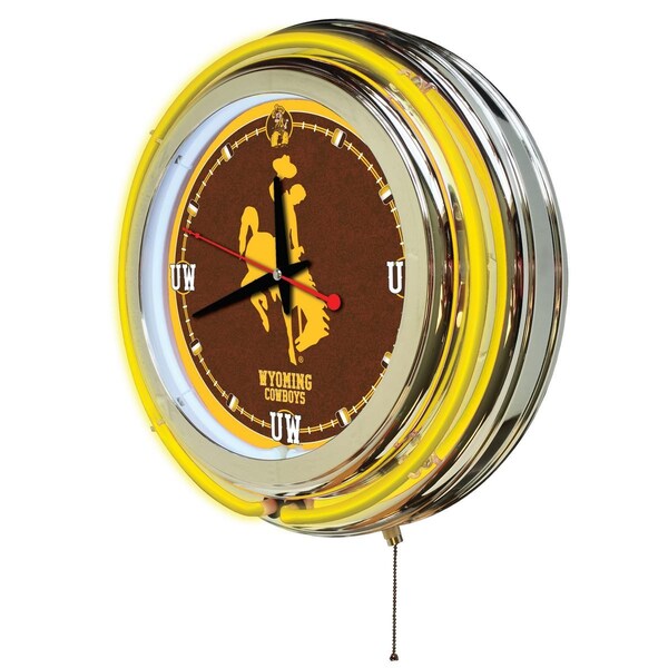 Holland Bar Stool Co University of Wyoming Double Neon 15" Clock - CLK15WYMNG