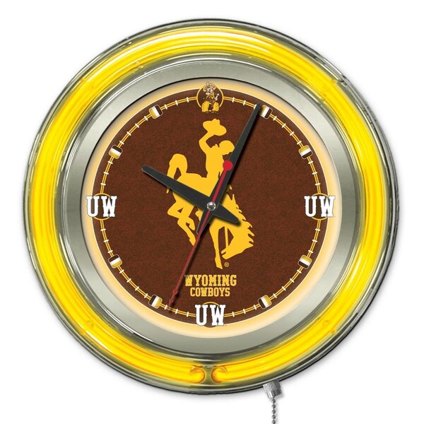 Holland Bar Stool Co University of Wyoming Double Neon 15" Clock - CLK15WYMNG