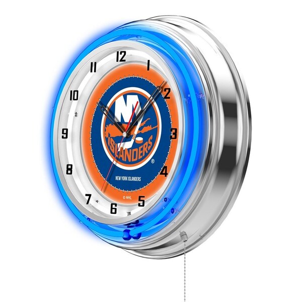 Holland Bar Stool Co New York Islanders Double Neon 19" Clock, NHL - CLK19NYISLN