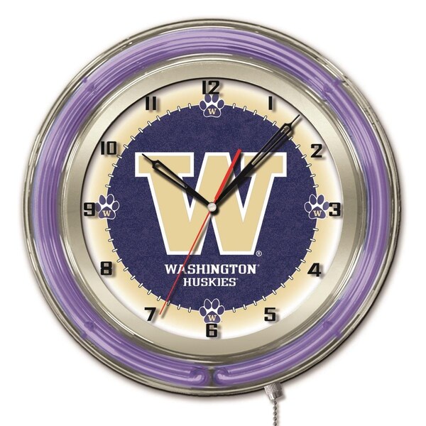 Holland Bar Stool Co University of Washington Double Neon 19" Clock - CLK19WASHUN