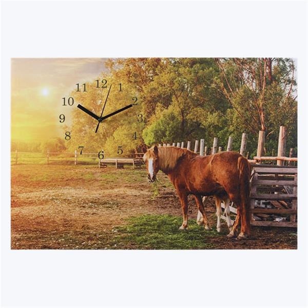 Youngs Canvas LED Light Up Canvas Wall Clock with Horse Scene - 21451