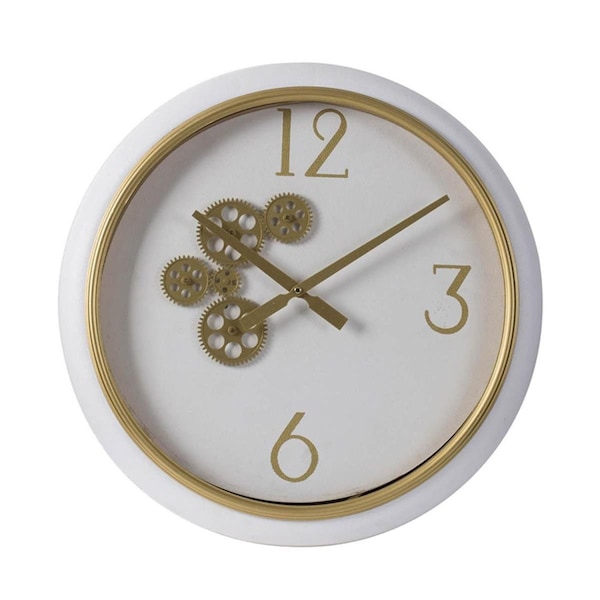 Diario White & Gold Gears Minimal Wall Clock - DI3680080