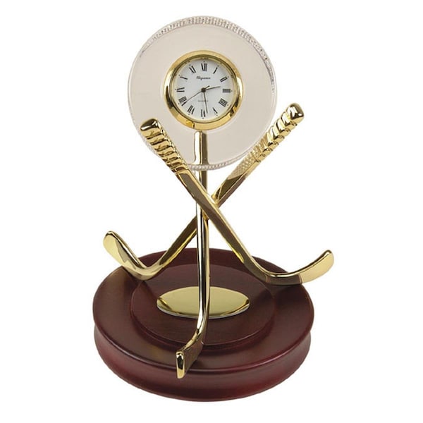 Jiallo Crystal Hockey Clock with Wood Base - 33607