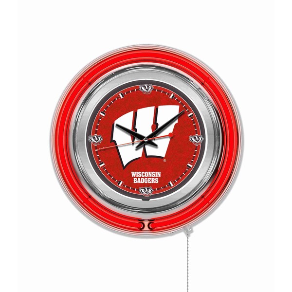 Holland Bar Stool Co University of Wisconsin Double Neon 15" Clock (W) - CLK15WISC-W