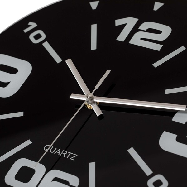 Clockswise Pack of 2 12 inch Black Decorative Unique Modern Round Glass Analog Wall Clock, Perfect for - QI004148N.2