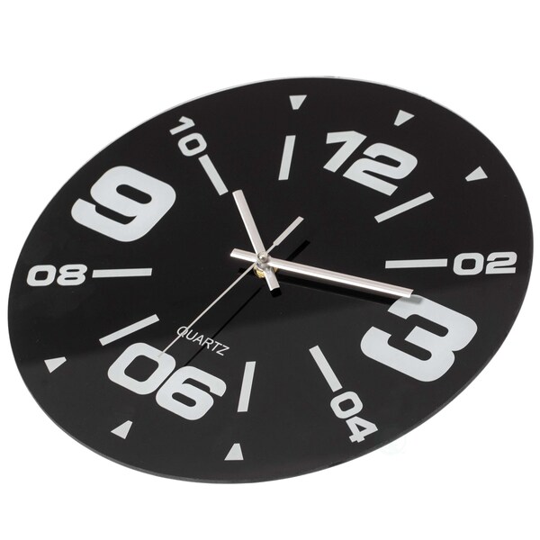 Clockswise Pack of 2 12 inch Black Decorative Unique Modern Round Glass Analog Wall Clock, Perfect for - QI004148N.2