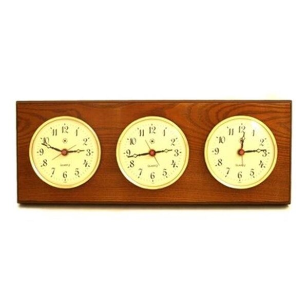 Bey Berk International Bey-Berk International WS115 Triple Quartz Clock - Oak Wood - WS115