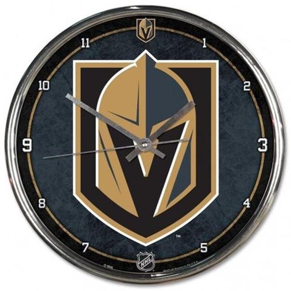 Caseys Vegas Golden Knights Clock Round Wall Style Chrome - 1094329812